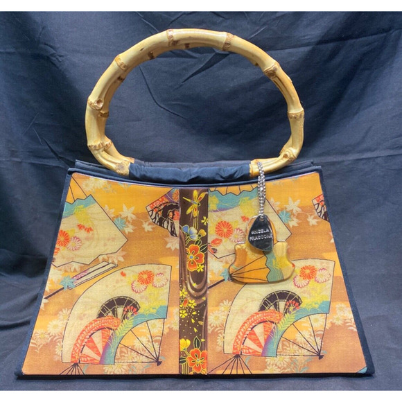Angela Frascone Asian Influence Fan Design Resin Handbag Art to Wear Vtg 90s - Picture 1 of 5